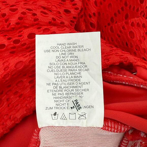 Swim Solutions Swim Dress Size 12 Bow Front Tummy Control Swimsuit Orange NWT - Picture 7 of 16